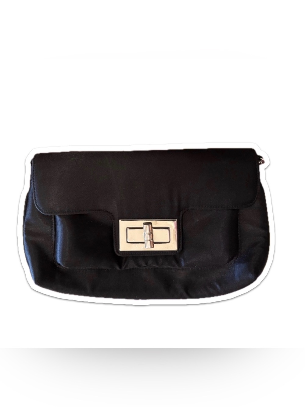 Black Clutch with Silver Clasp and chain